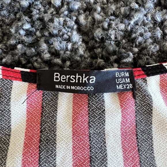 Bershka Striped Long Sleeve Surplice Neck Bodysuit Medium - Picture 4 of 7